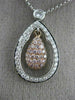 ESTATE .85CT WHITE & PINK DIAMOND 18KT WHITE & ROSE GOLD 3D TEAR DROP NECKLACE