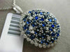 ESTATE LARGE 3.22CT DIAMOND & AAA SAPPHIRE 14KT WHITE GOLD ROUND CLUSTER PENDANT