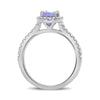 ESTATE 1.06CT DIAMOND & AAA TANZANITE 18KT WHITE GOLD OVAL HALO ENGAGEMENT RING