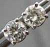 ESTATE 1.0CT DIAMOND 14KT WHITE GOLD 3D SOLITAIRE CLASSIC STUD EARRINGS #16585