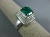 ESTATE LARGE 2.45CT DIAMOND & AAA EMERALD 18K WHITE GOLD PYRAMID ENGAGEMENT RING