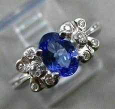 ESTATE .87CT DIAMOND & AAA TANZANITE 14KT WHITE GOLD BUTTERFLY FUN RING #11092