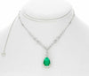 ESTATE 7.11CT DIAMOND & AAA COLOMBIAN EMERALD 18KT 2 TONE GOLD 3D HALO NECKLACE