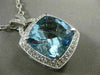 ESTATE MASSIVE 13.83CT DIAMOND & AQAUAMARINE 14KT WHITE GOLD HALO SQUARE PENDANT