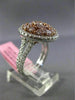 ESTATE LARGE GIA 2.46CT PINK & WHITE DIAMOND 18KT GOLD 3D HALO SPLIT SHANK RING