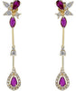 1.36CT DIAMOND & AAA RUBY 14KT YELLOW GOLD 3D PEAR SHAPE TEAR DROP LEAF EARRINGS