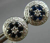 ANTIQUE 1.45CT DIAMOND & AAA SAPPHIRE 18KT WHITE GOLD 3D FLOWER EARRINGS #10817