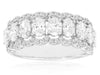 WIDE 1.85CT DIAMOND 14K WHITE GOLD OVAL & ROUND 9 STONE WEDDING ANNIVERSARY RING