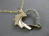 ESTATE DIAMOND 14K WHITE YELLOW GOLD OPEN HEART PENDANT + CHAIN 27MM #20162