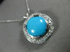 ANTIQUE .45CT DIAMOND & AAA TURQUOISE 14KT WHITE GOLD SQUARE HALO PENDANT #14800