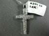 ANTIQUE .26CT ROUND DIAMOND 14KT WHITE GOLD CLASSIC FLORAL CROSS PENDANT #20833