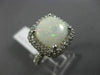 ESTATE LARGE 4.14CT DIAMOND & AAA OPAL 14K WHITE GOLD 3D SQUARE DOUBLE HALO RING