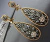 ESTATE LARGE 3.44CT DIAMOND 18K ROSE & BLACK GOLD OPEN FILIGREE HANGING EARRINGS