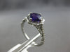 ESTATE 1.1CT DIAMOND & AAA AMETHYST 14KT WHITE GOLD 3D CLASSIC FLOWER LOVE RING