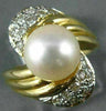 ANTIQUE DIAMOND 9MM SOUTH PEARL 14KT YELLOW GOLD COCKTAIL RING #17189