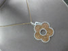 ESTATE LARGE 1.95CT DIAMOND 14KT WHITE & ROSE GOLD 5 LEAF CLOVER PENDANT & CHAIN