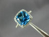 ESTATE 2.90CT DIAMOND & AAA BLUE TOPAZ 14KT WHITE GOLD CUSHION SQUARE HALO RING