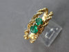 ESTATE .40CT AAA EMERALD 14KT YELLOW GOLD 3D CLASSIC TWO STONE LOVE RING #27947
