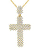 EXTRA LARGE 3.57CT DIAMOND 14KT YELLOW GOLD MULTI ROW SHARED PRONG CROSS PENDANT