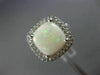 ESTATE LARGE 4.14CT DIAMOND & AAA OPAL 14K WHITE GOLD 3D SQUARE DOUBLE HALO RING