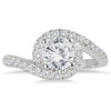 1.5CT DIAMOND 14KT WHITE GOLD 3D DOUBLE SWIRL ROUND ENGAGEMENT WEDDING RING SET