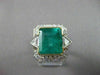 ANTIQUE EXTRA LARGE 10.40CT DIAMOND & AAA COLOMBIAN EMERALD 18KT W&Y GOLD RING