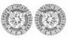 ESTATE LARGE 1.32CT DIAMOND 14KT WHITE GOLD SOLITAIRE CLASSIC HALO STUD EARRINGS