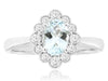 1.05CT DIAMOND & AAA AQUAMARINE 14K WHITE GOLD 3D OVAL FILIGREE FLOWER LOVE RING