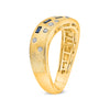 WIDE .29CT DIAMOND & AAA SAPPHIRE 14KT YELLOW GOLD ETOILE DOUBLE WAVE FUN RING