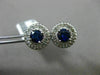 ESTATE LARGE 2.80CT DIAMOND & AAA SAPPHIRE 14KT WHITE GOLD ROUND HALO EARRINGS