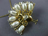 ANTIQUE .05CT DIAMOND & PEARL 14KT TWO TONE GOLD PEACOCK BIRD PIN PENDANT #20841