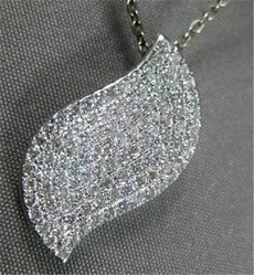 ESTATE .90CT DIAMOND 18KT WHITE GOLD WAVE PENDANT WITH CHAIN BEAUTIFUL #22308