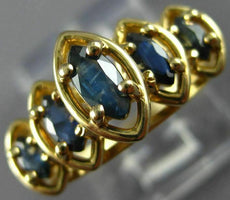 ANTIQUE 1.60CT SAPPHIRE 14KT YELLOW GOLD GRADUATING MARQUISE PYRAMID RING #22654