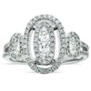 ESTATE WIDE .71CT ROUND DIAMOND 18KT WHITE GOLD 3D MULTI OVAL HALO PROMISE RING