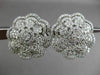 ESTATE LARGE 4.17CT DIAMOND 18KT WHITE GOLD 3D FLOWER CLUSTER CLIP ON EARRINGS