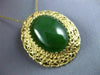 ANTIQUE LARGE AAA GREEN JADE 14K YELLOW GOLD CLASSIC FILIGREE PIN PENDANT #21962