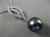 ESTATE .18CT DIAMOND 14KT WHITE GOLD 3D AAA TAHITIAN PEARL LEAF FLOATING PENDANT