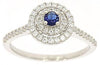 ESTATE .50CT DIAMOND & AAA SAPPHIRE 14KT WHITE GOLD 3D CLASSIC FLOWER LOVE RING
