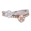 ESTATE .84CT DIAMOND 18KT WHITE & ROSE GOLD SEMI ETERNITY FLOWER STACKABLE RING