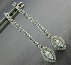 ESTATE .78CT ROUND & MARQUISE DIAMOND 18K WHITE GOLD 3D CLASSIC HANGING EARRINGS