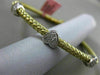 ESTATE .25CT DIAMOND 14K WHITE & YELLOW GOLD HEART FLEXIBLE LOVE BANGLE BRACELET