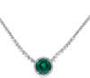 LARGE & LONG 13.77CT DIAMOND & AAA EMERALD 18KT WHITE GOLD ROUND TENNIS NECKLACE