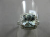 ESTATE 2.37CT DIAMOND & AQUAMARINE 14K WHITE GOLD 3D SQUARE HALO ENGAGEMENT RING