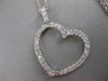 ANTIQUE .65CTW DIAMOND HANGING OPEN HEART 14K WHITE GOLD PENDANT + CHAIN #13026