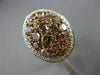 ESTATE LARGE 3CT MULTI COLOR DIAMOND 18K WHITE & ROSE GOLD OVAL MULTI SHAPE RING