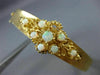ANTIQUE AAA OPAL 14KT YELLOW GOLD 3D FILIGREE FLOWER BANGLE BRACELET #19984
