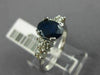 ESTATE 1.85CT DIAMOND & AAA OVAL CUT SAPPHIRE 14KT WHITE GOLD 3D ENGAGEMENT RING