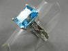 ESTATE 4.03CT DIAMOND & BLUE TOPAZ 14K WHITE GOLD 3D EMERALD CUT ENGAGEMENT RING