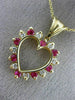 ESTATE .9CT DIAMOND & AAA RUBY 14K YELLOW GOLD CLASSIC OPEN HEART PENDANT #21388