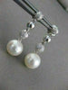 ESTATE .50CT DIAMOND & SOUTH SEA PEARL 14K WHITE GOLD PAVE HANGING EARRINGS 2667